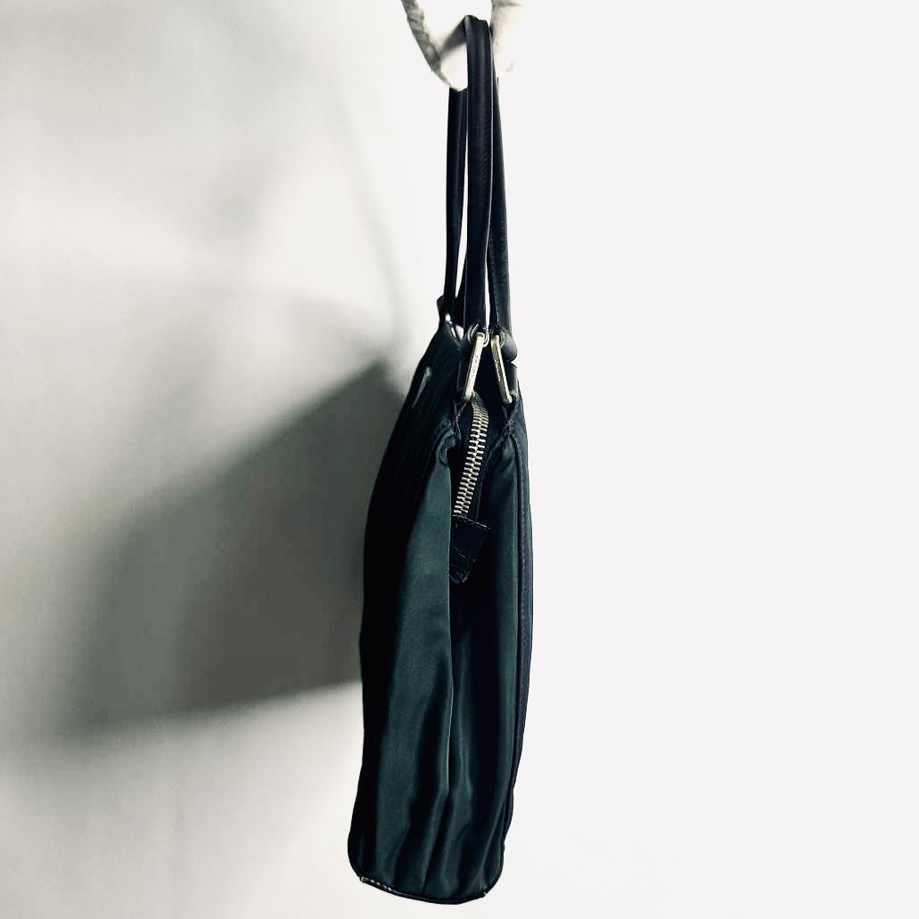 Prada Dark Jade Tessuto Chic Monogram Logo Nylon Shopper Shoulder Tote Bag