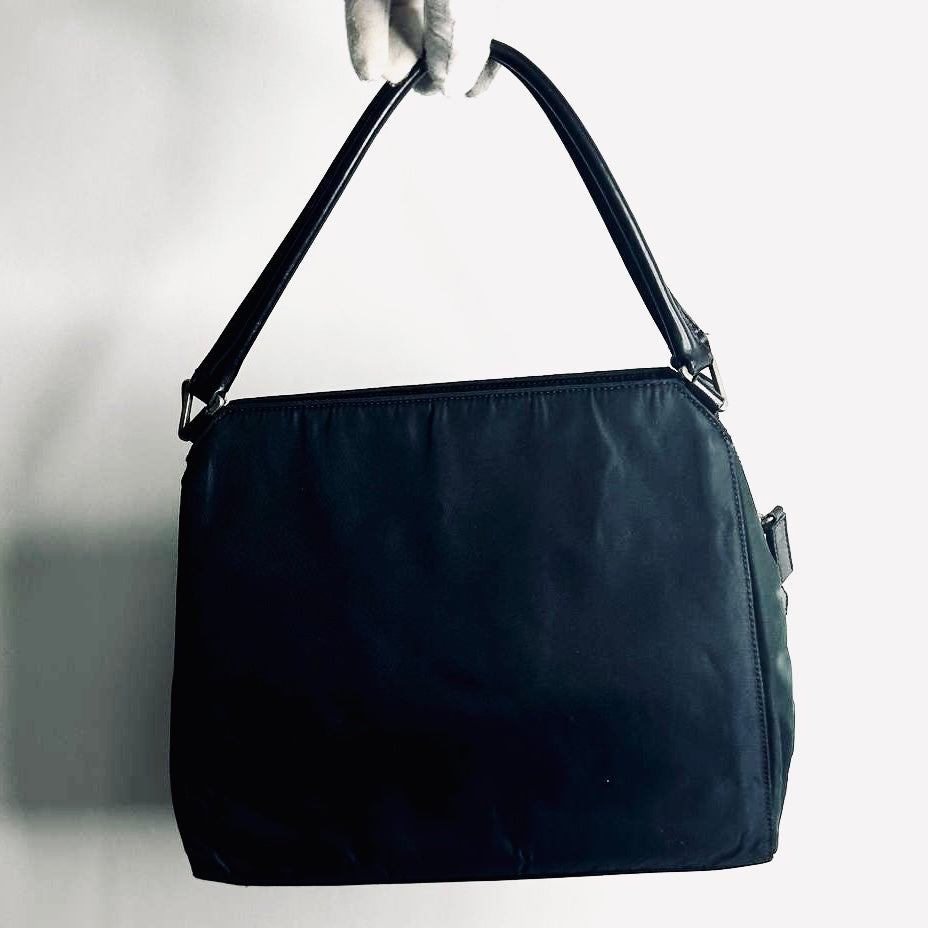 Prada Dark Jade Tessuto Chic Monogram Logo Nylon Shopper Shoulder Tote Bag