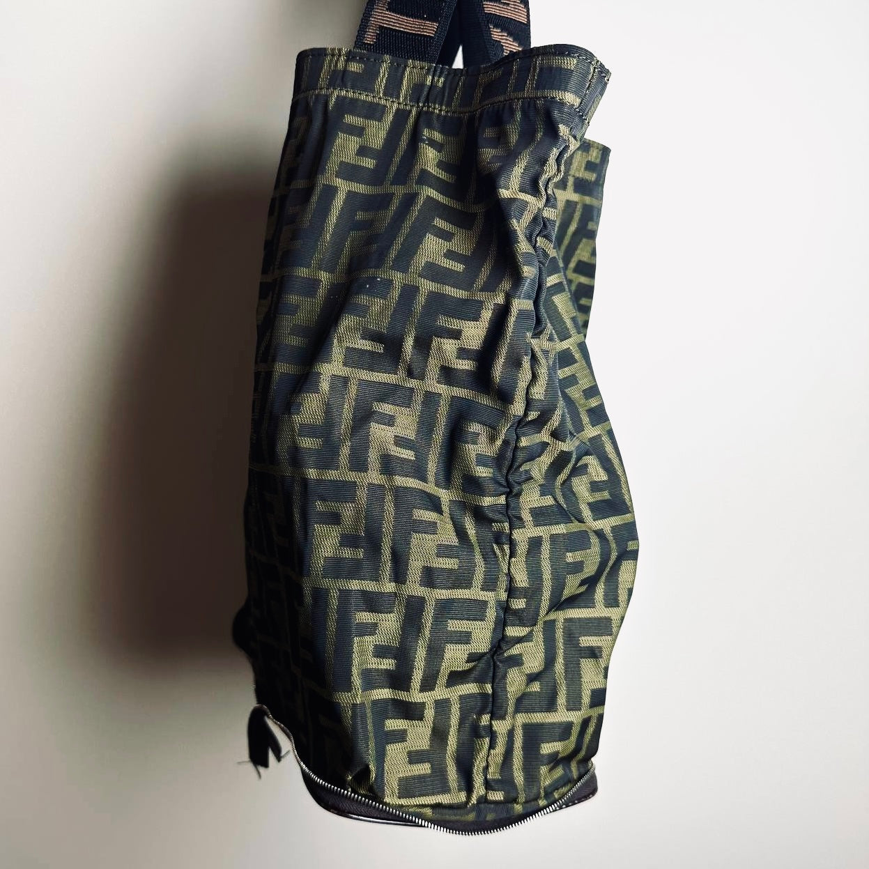 Fendi Brown Zucca FF Monogram Logo Packable Shoulder Shopper Tote Bag