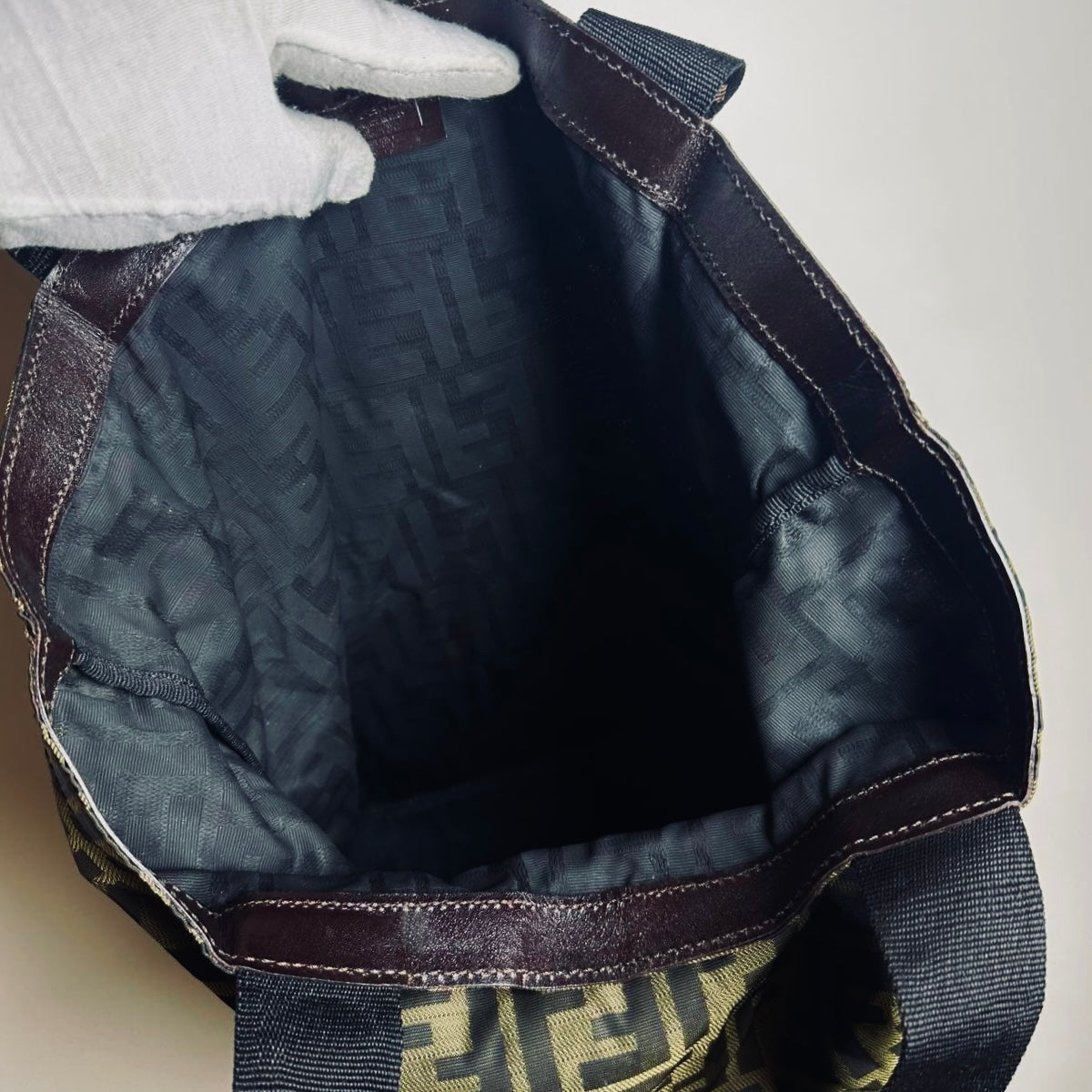 Fendi Brown Zucca FF Monogram Logo Packable Shoulder Shopper Tote Bag