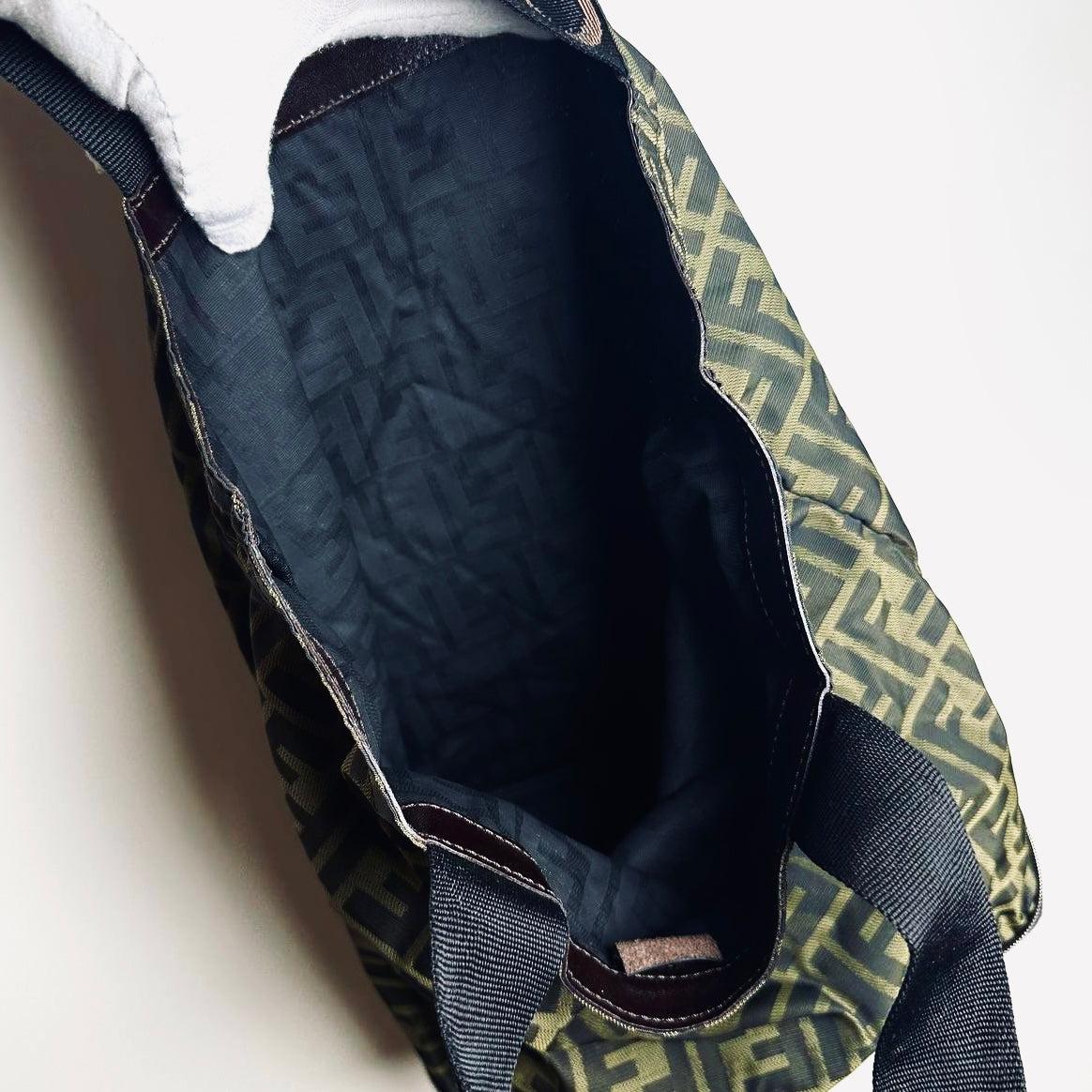 Fendi Brown Zucca FF Monogram Logo Packable Shoulder Shopper Tote Bag