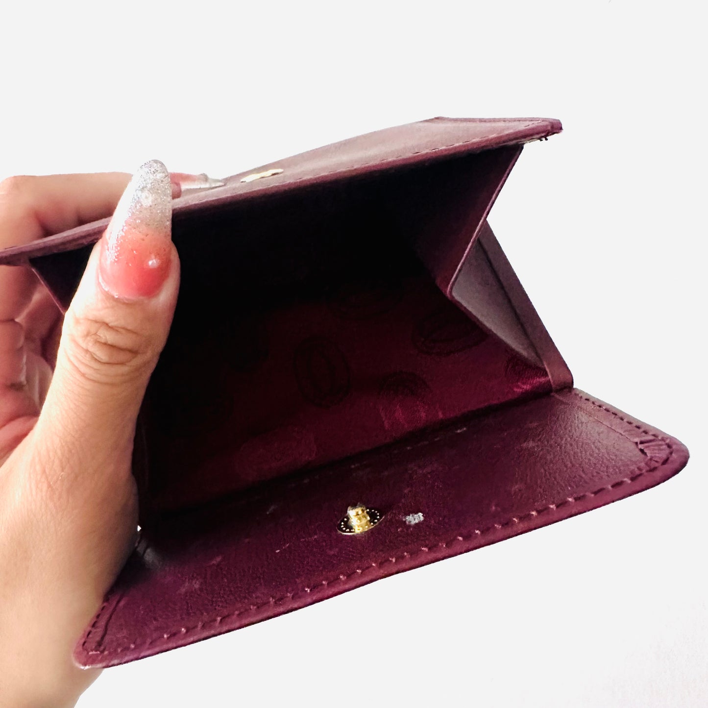 Cartier Must / Mast de Cartier Maroon GHW Smooth Leather Bifold Compact Wallet