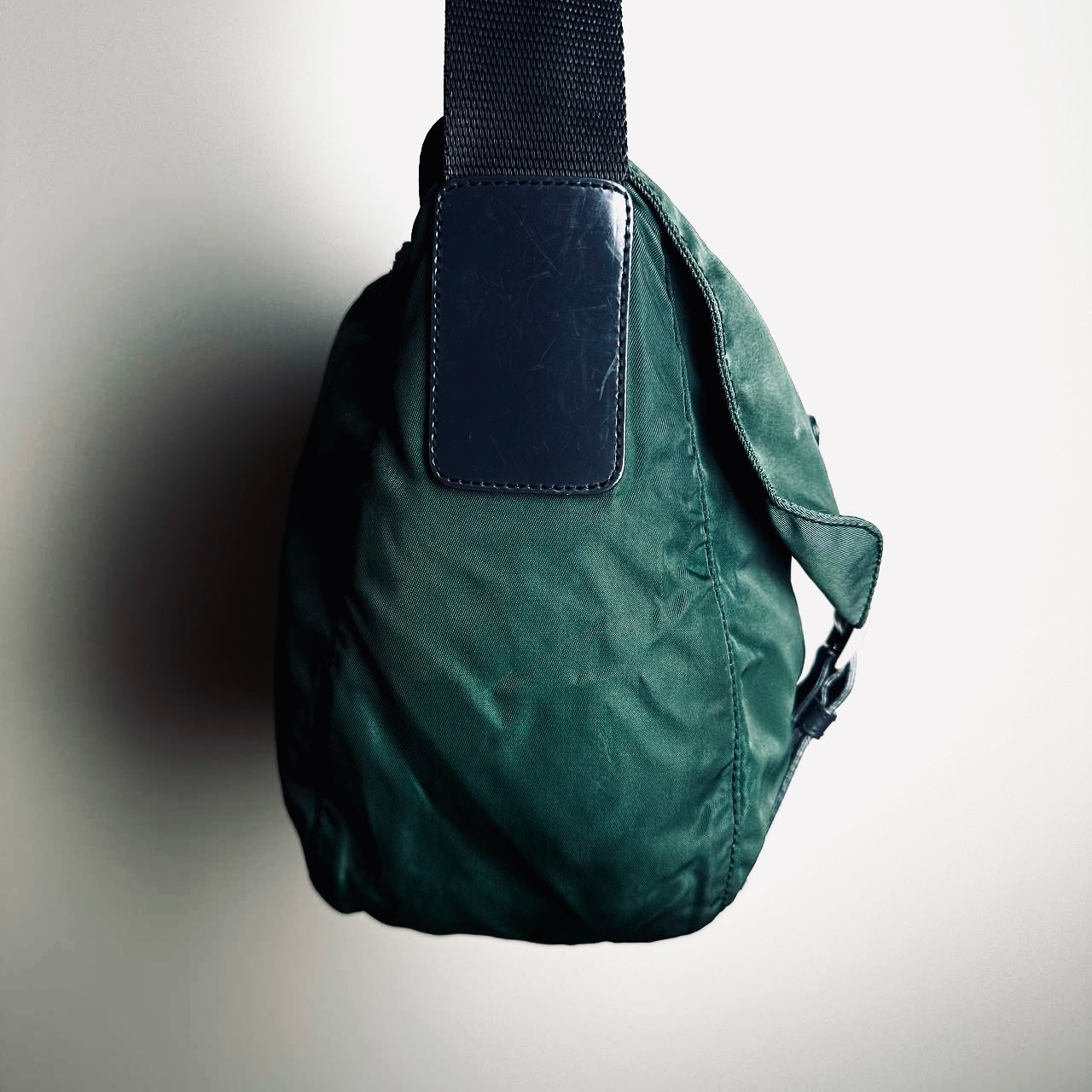 Prada Jade Green Tessuto Monogram Logo Nylon & Leather Flap Shoulder Sling Messenger Bag