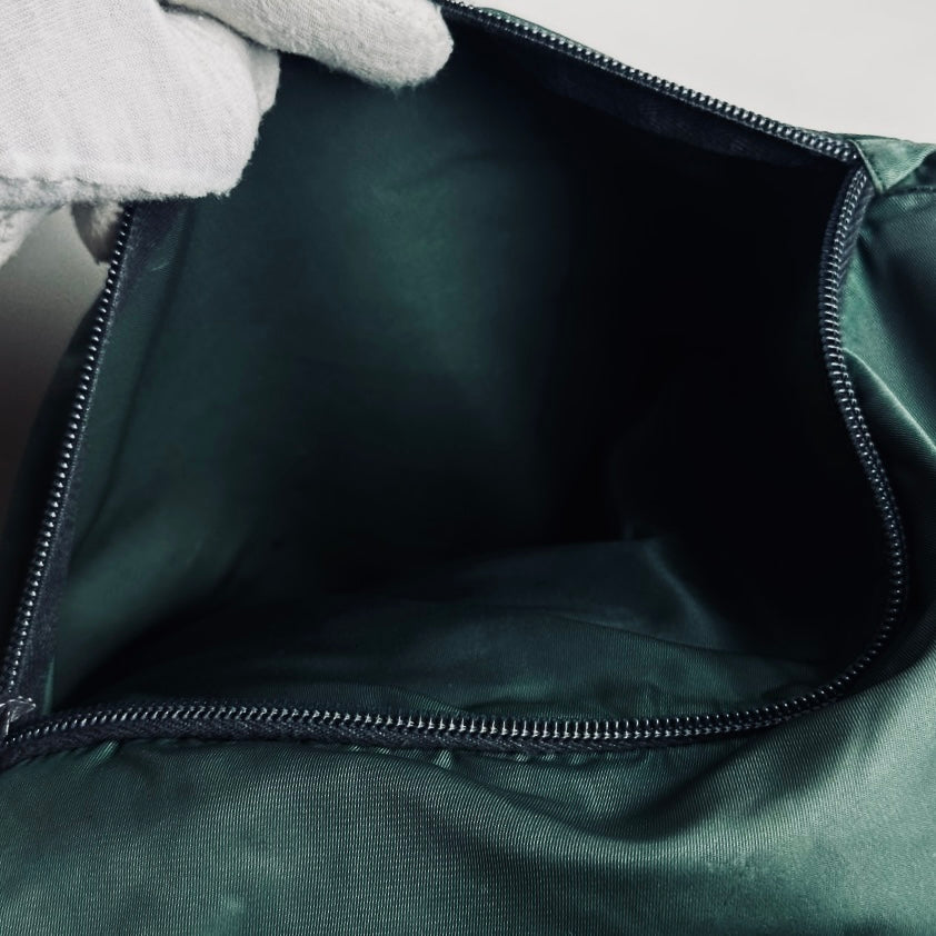 Prada Jade Green Tessuto Monogram Logo Nylon & Leather Flap Shoulder Sling Messenger Bag