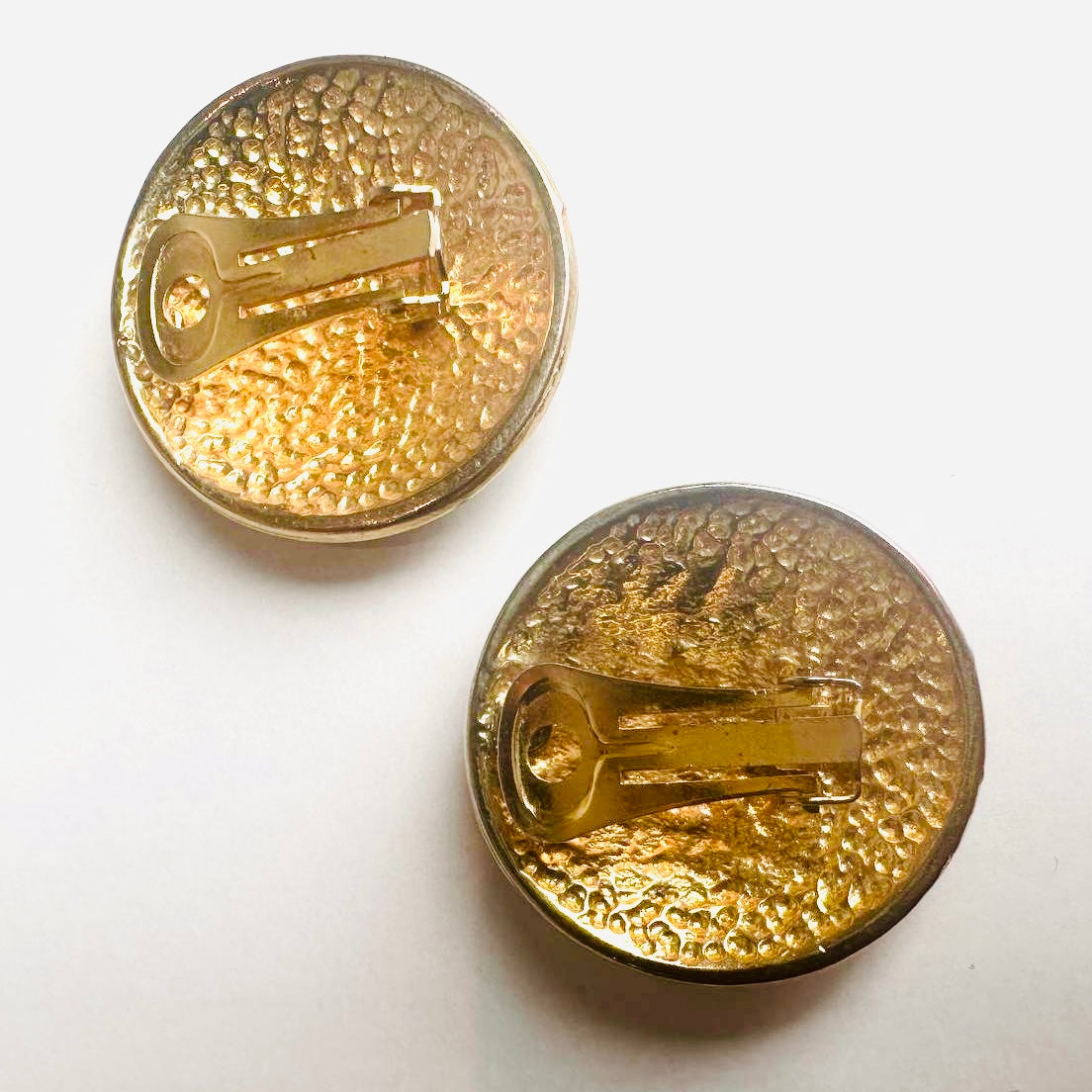 Chanel Black Gold Giant CC Monogram Logo Clip On Vintage Earrings