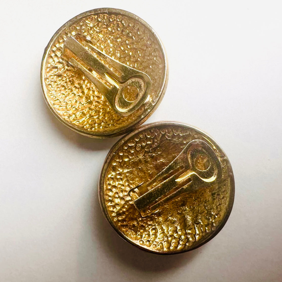 Chanel Black Gold Giant CC Monogram Logo Clip On Vintage Earrings