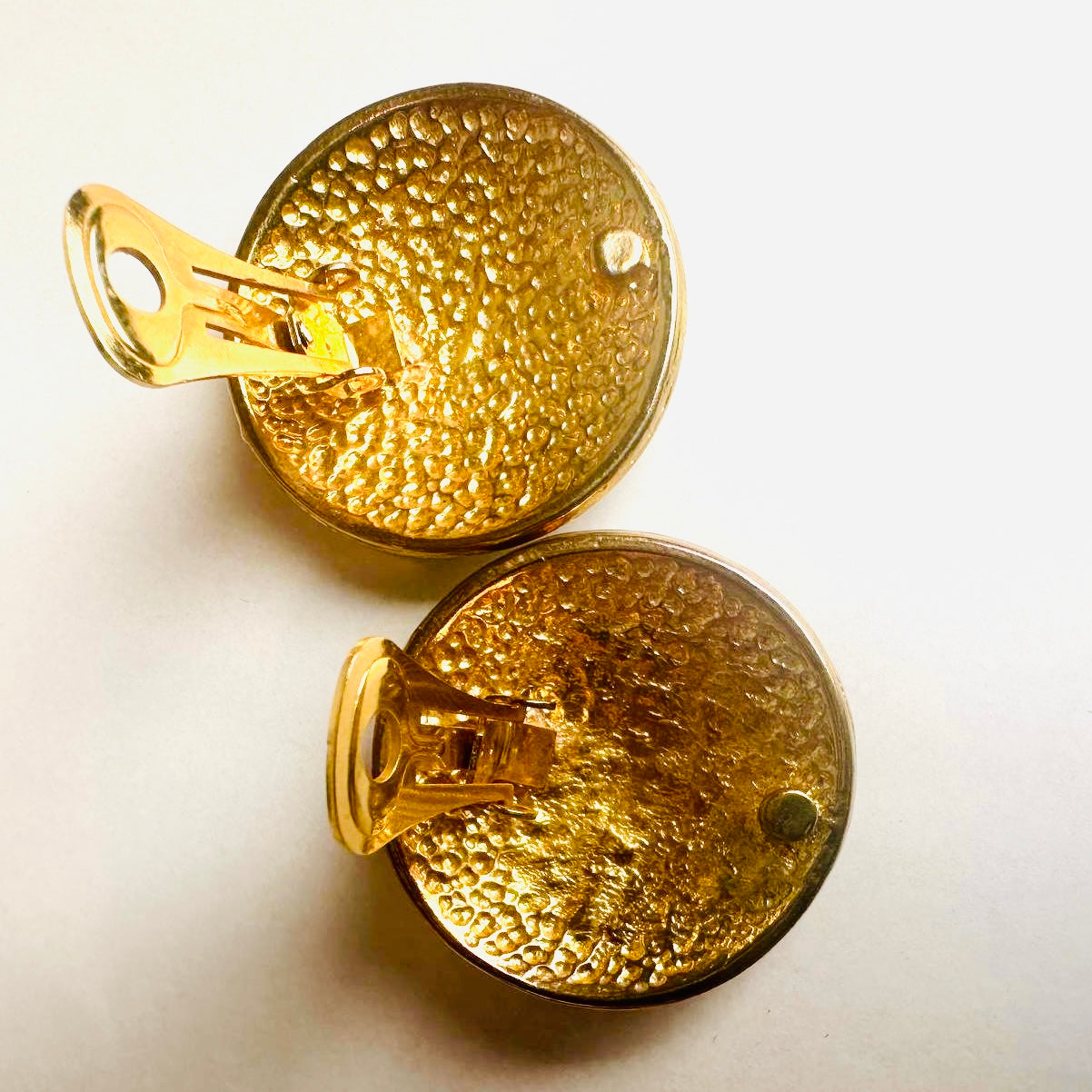 Chanel Black Gold Giant CC Monogram Logo Clip On Vintage Earrings