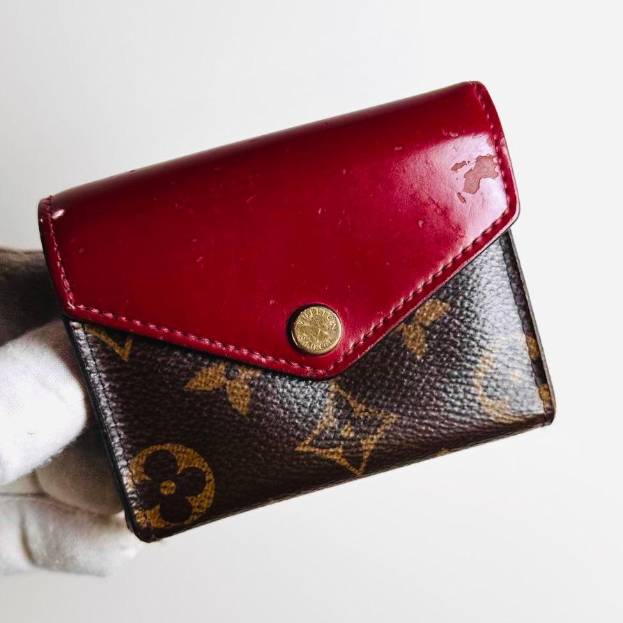 Louis Vuitton LV Zoe Monogram Logo & Fuchsia Leather GHW Compact Flap Trifold Wallet