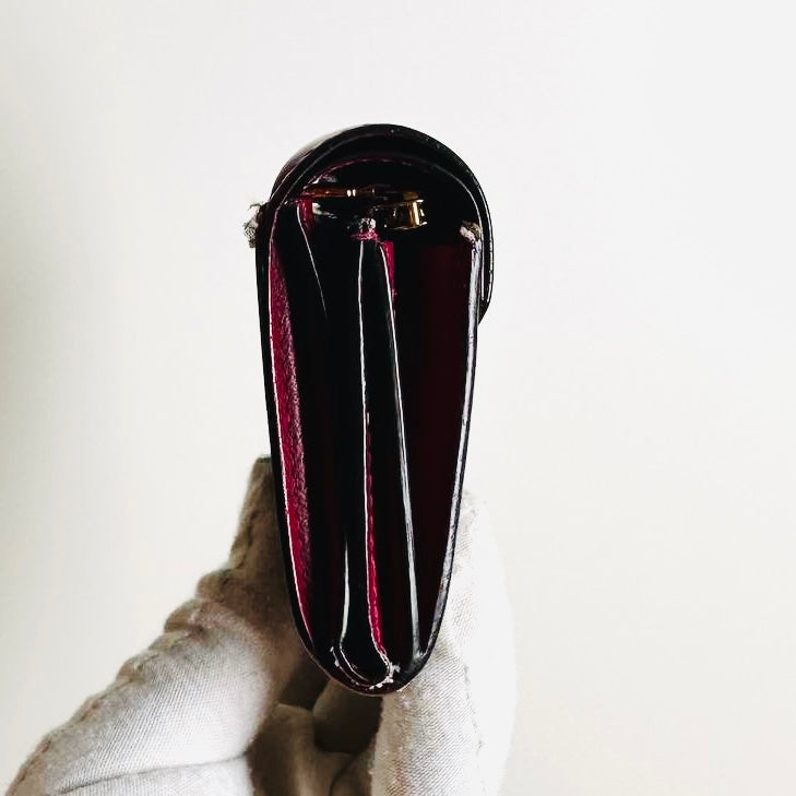 Louis Vuitton LV Zoe Monogram Logo & Fuchsia Leather GHW Compact Flap Trifold Wallet