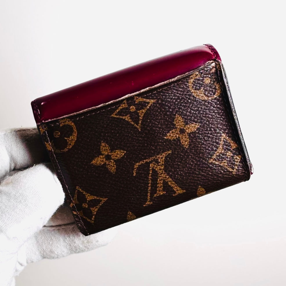 Louis Vuitton LV Zoe Monogram Logo & Fuchsia Leather GHW Compact Flap Trifold Wallet