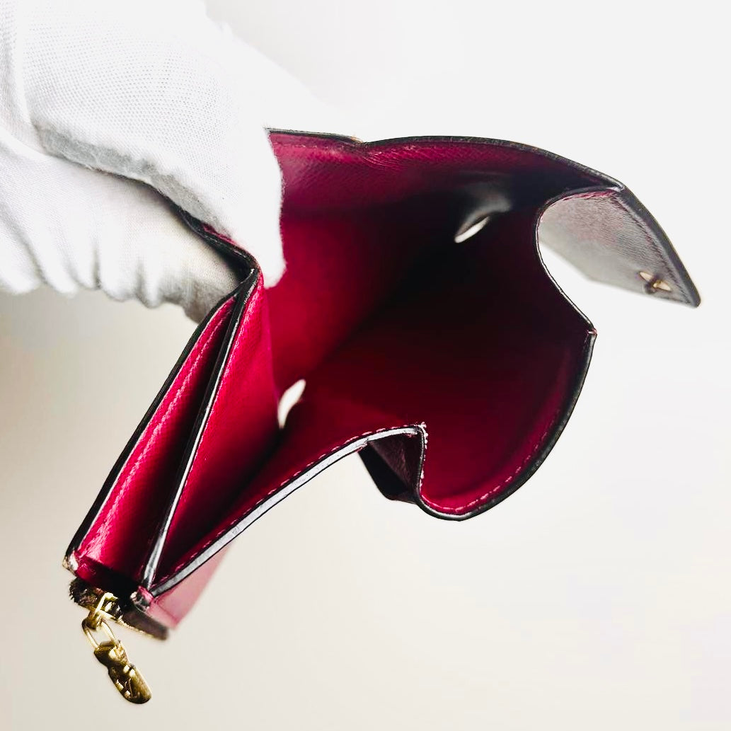 Louis Vuitton LV Zoe Monogram Logo & Fuchsia Leather GHW Compact Flap Trifold Wallet