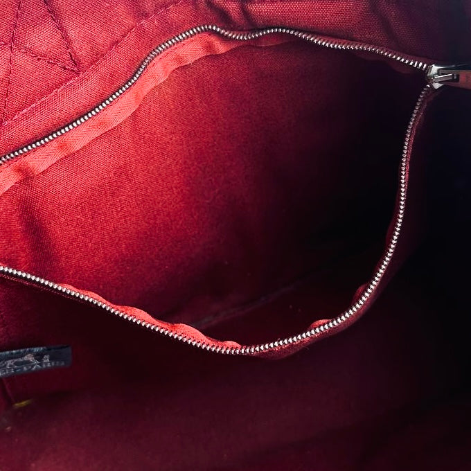 Hermes Herline PM Maroon Red Fourre Fool Toile Structured Shopper Tote Bag