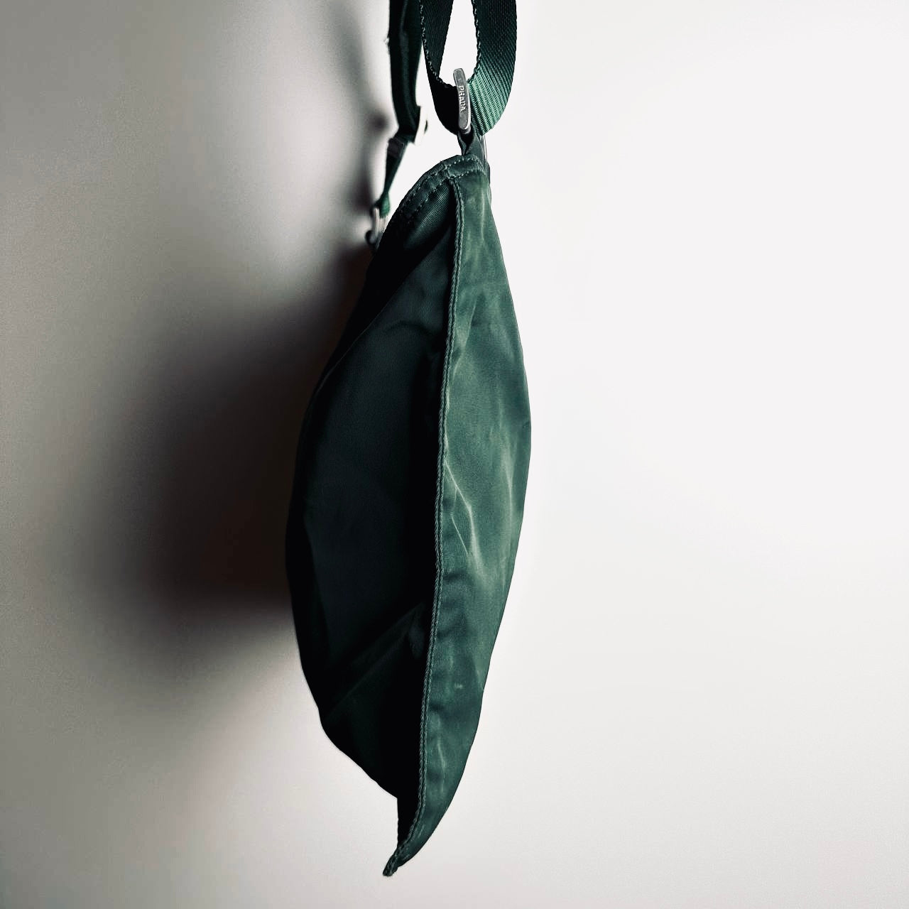 Prada Tessuto Dark Green Monogram Logo Nylon Shoulder Sling Bag