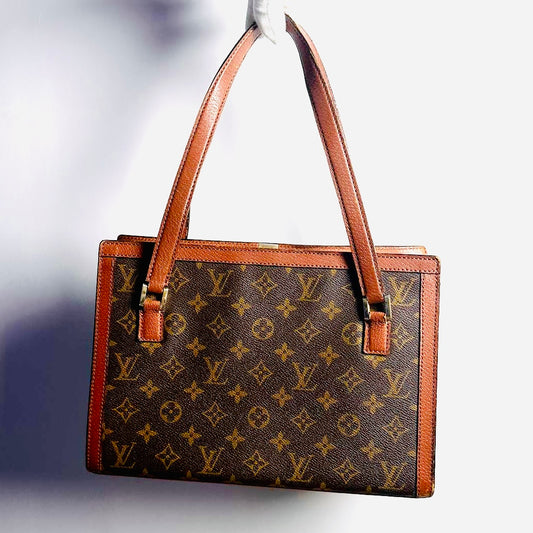 Louis Vuitton LV Sac Bavolet Trio Monogram Logo GHW Vintage Shoulder Shopper Tote Bag