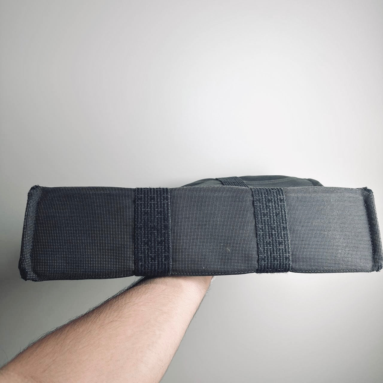 Hermes Black / Dark Grey Herline Fourre Fool Toile MM Structured Shopper Tote Bag