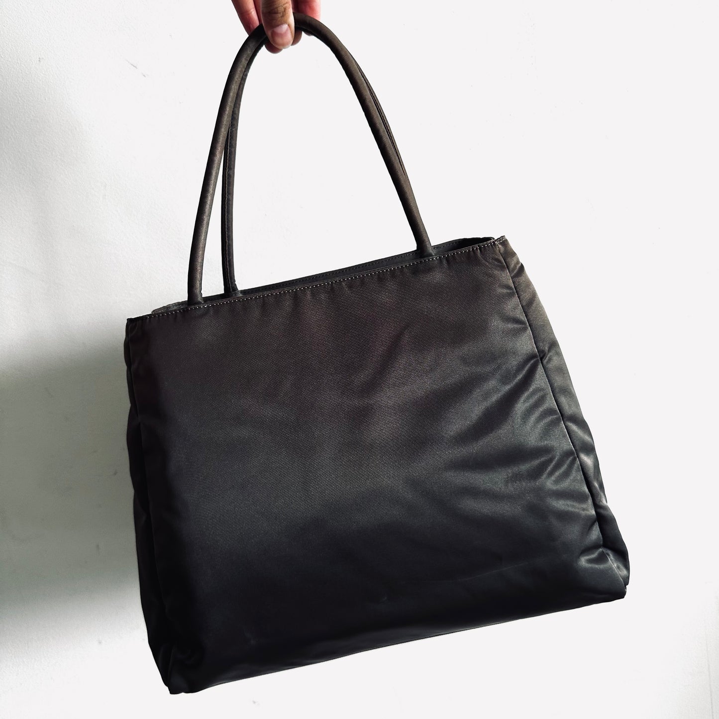 Prada Stone Grey Ardesia Tessuto City Classic Logo Nylon Shopper Tote Bag