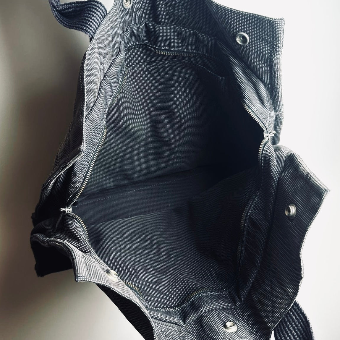 Hermes Black / Dark Grey Herline Fourre Fool Toile MM Structured Shopper Tote Bag