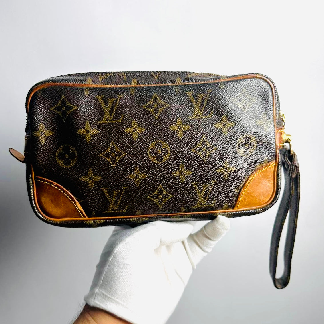 Louis Vuitton LV Marly Dragonne Monogram Logo GHW Vintage Wrislet Clutch Case Pouch