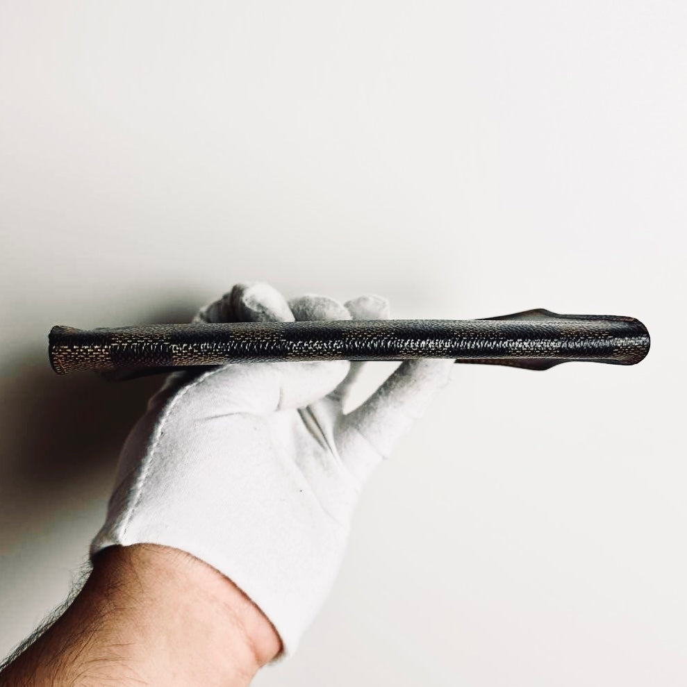 Louis Vuitton LV Porte Yen Brazza Damier Ebene DE Monogram Logo Long Bifold Flap Slim Wallet