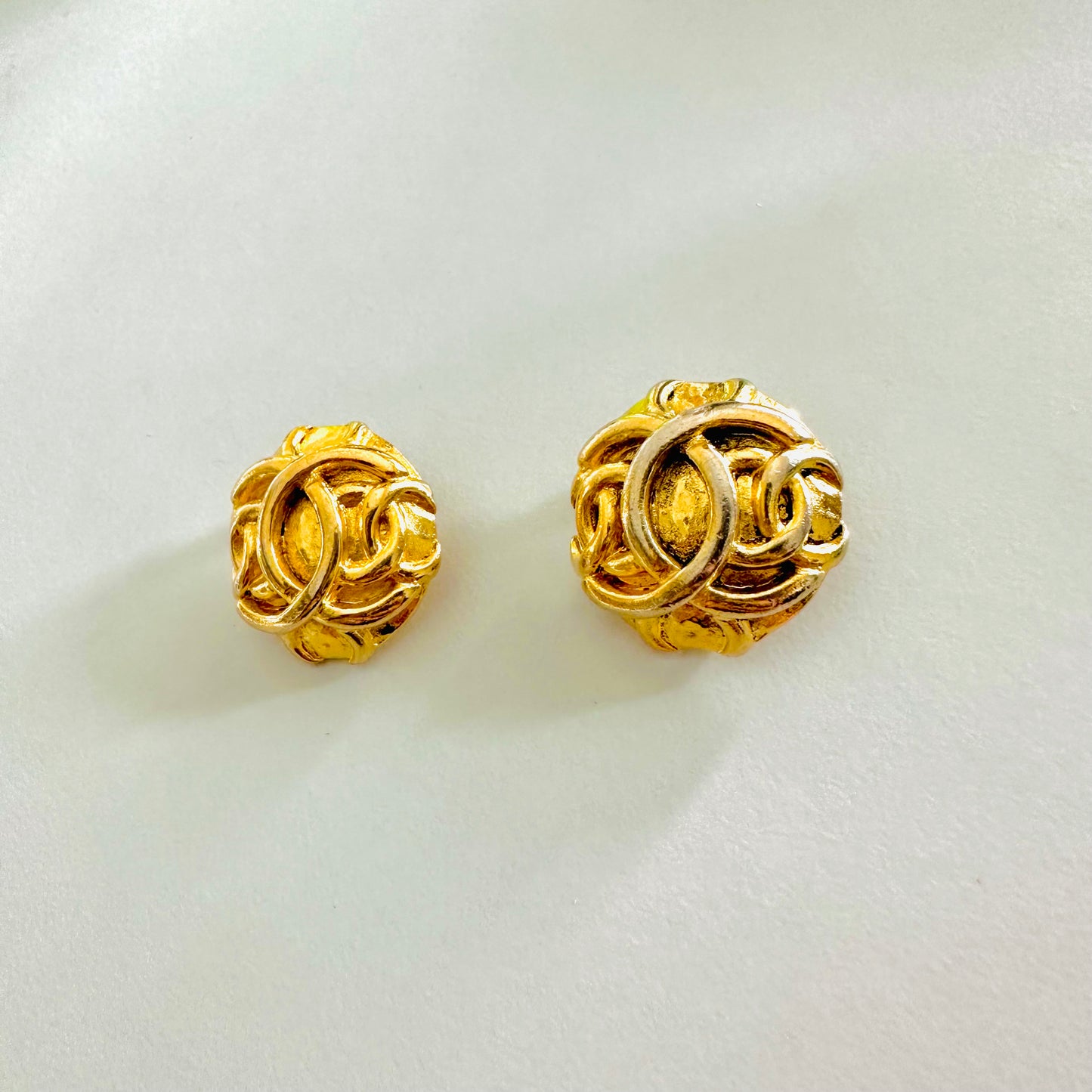 Chanel Giant CC Signature Logo Large Classic Gold  Clip On Vintage Earrings
