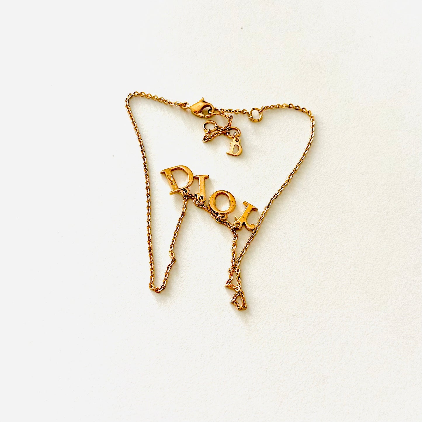 Christian Dior CD Monogram Logo Charms Signature Classic Gold Chain Vintage Bracelet