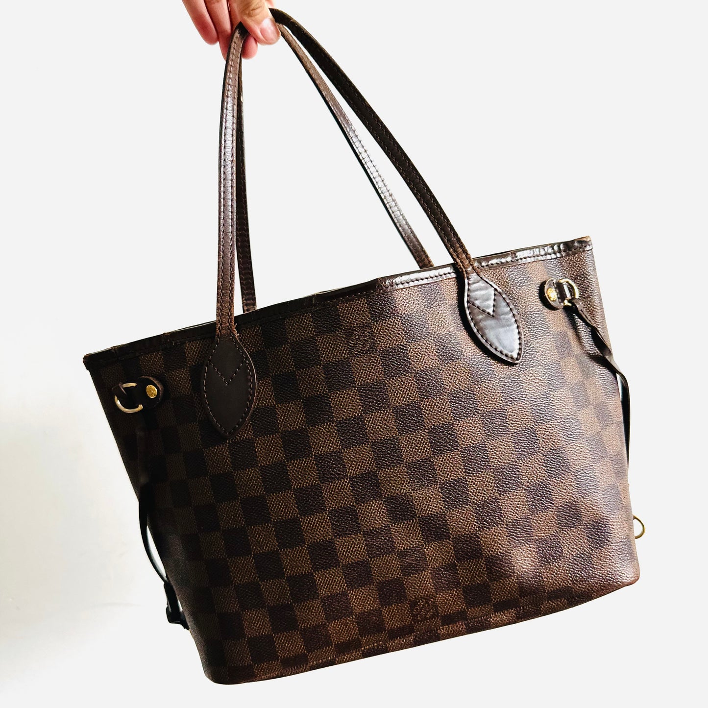 Louis Vuitton LV Neverfull PM DE Damier Ebene Monogram Logo GHW Neverfull PM Shoulder Shopper Tote Bag