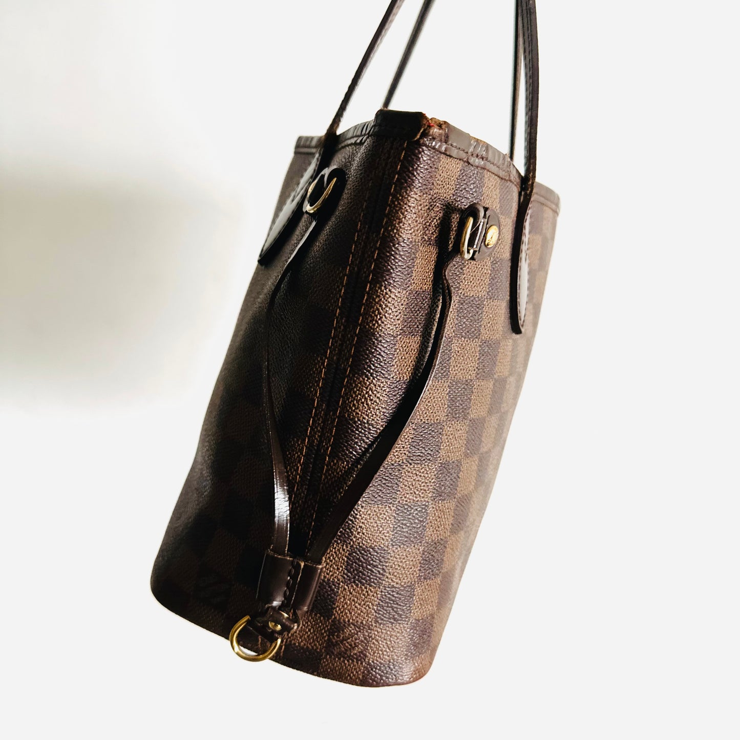 Louis Vuitton LV Neverfull PM DE Damier Ebene Monogram Logo GHW Neverfull PM Shoulder Shopper Tote Bag