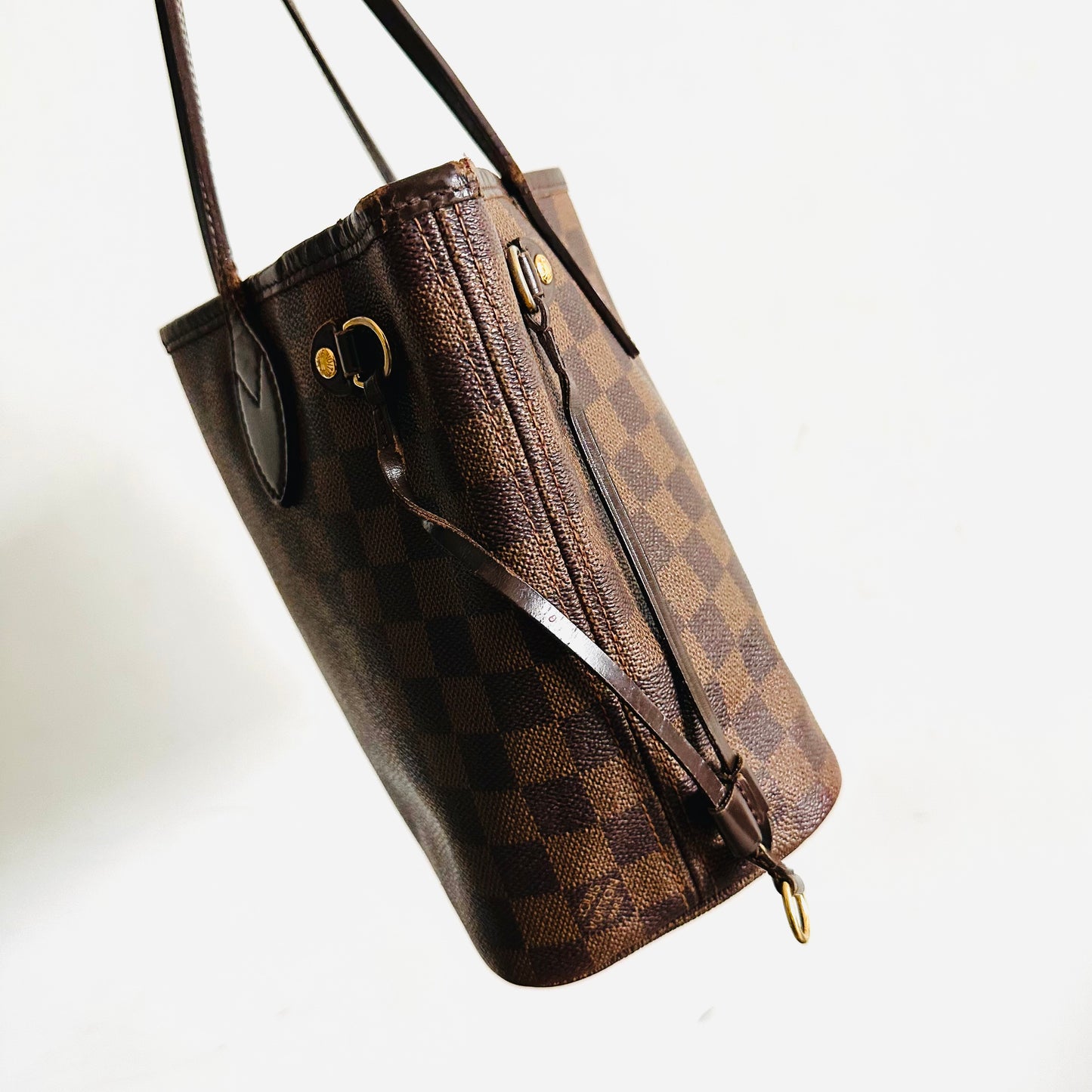 Louis Vuitton LV Neverfull PM DE Damier Ebene Monogram Logo GHW Neverfull PM Shoulder Shopper Tote Bag