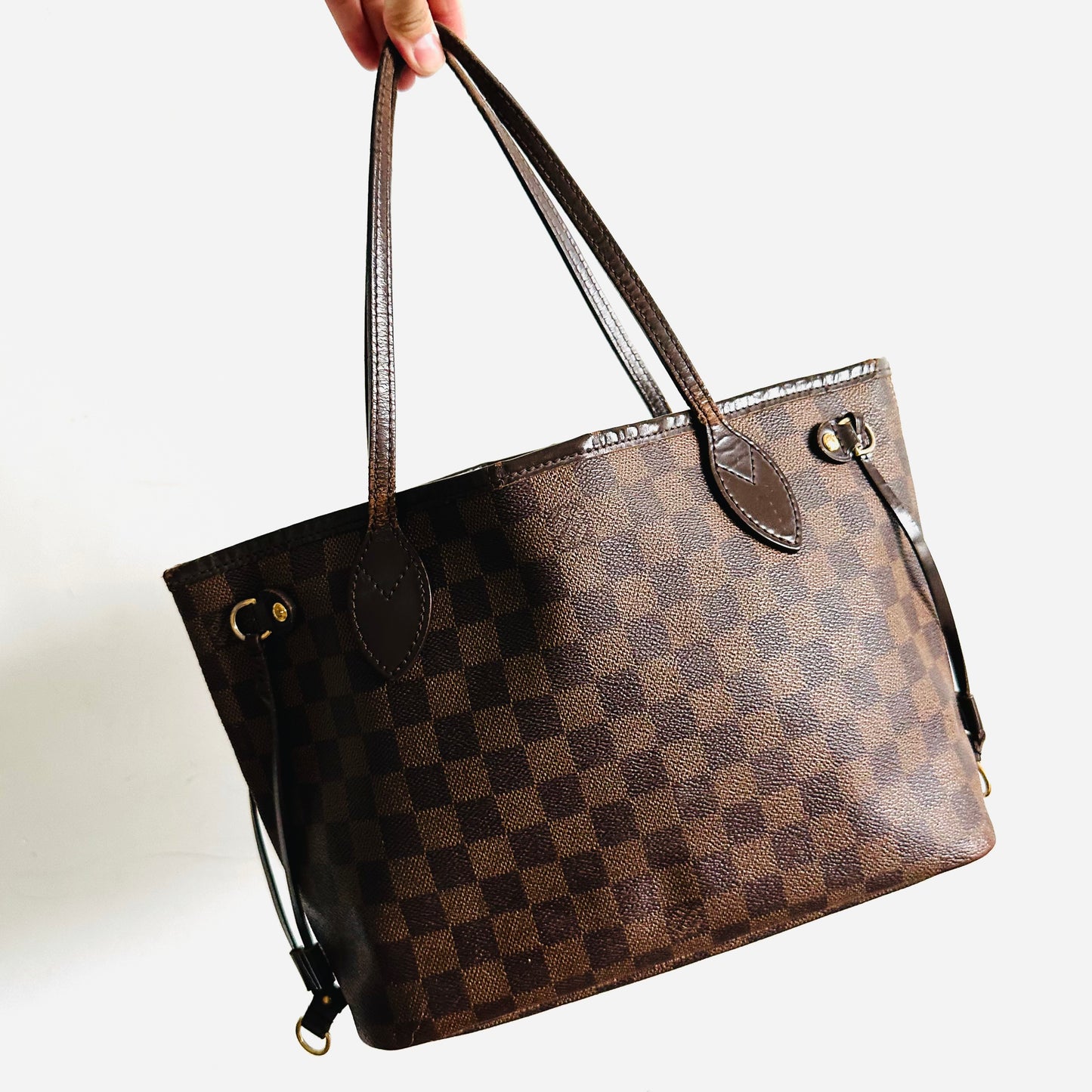 Louis Vuitton LV Neverfull PM DE Damier Ebene Monogram Logo GHW Neverfull PM Shoulder Shopper Tote Bag