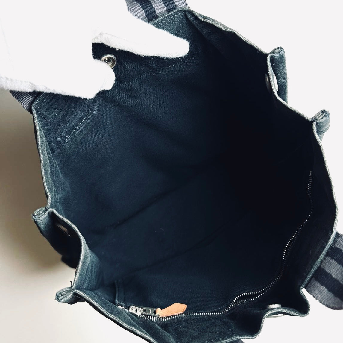 Hermes Navy Blue Herline Fourre Fool Toile PM Structured Shopper Tote Bag