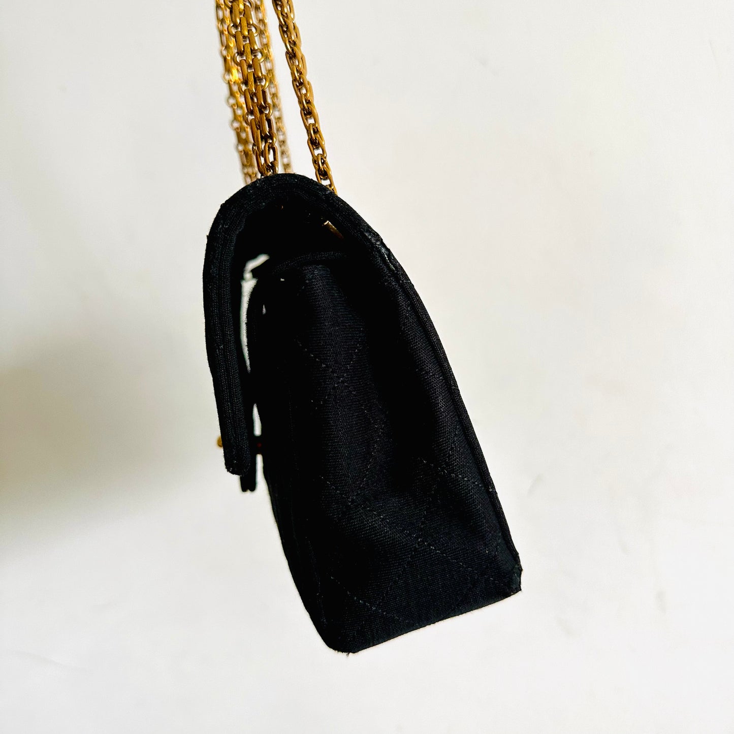 Chanel Black GHW Half Moon Quilted Lambskin Single Full Flap CC Logo Vintage Turnlock Shoulder Sling Bag 2s
