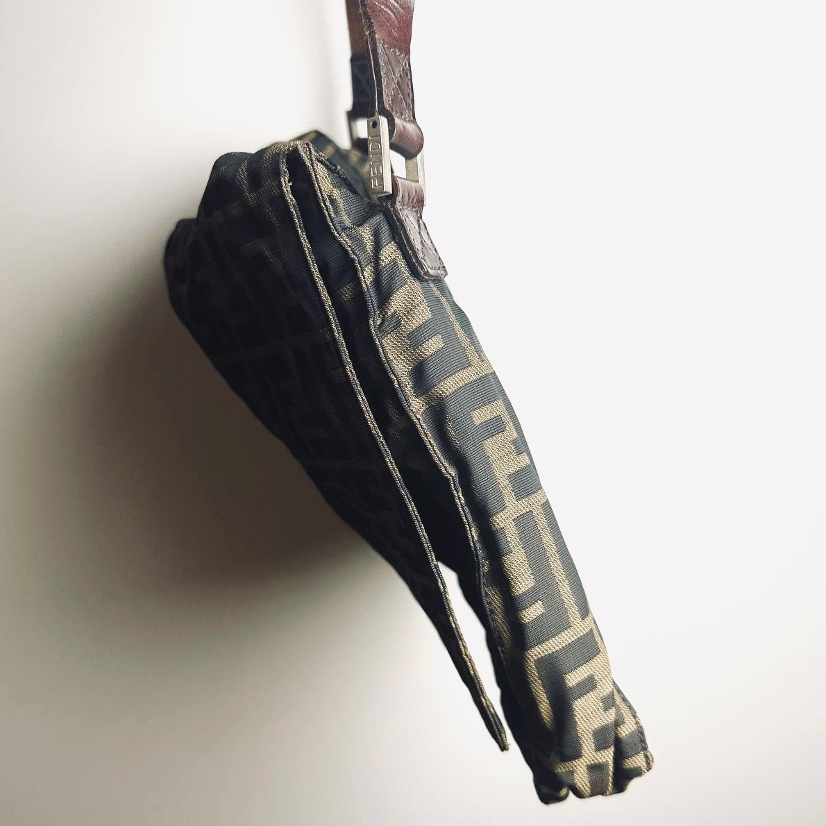 Fendi Brown FF Zucca Monogram Logo Full Flap Shoulder Sling Bag