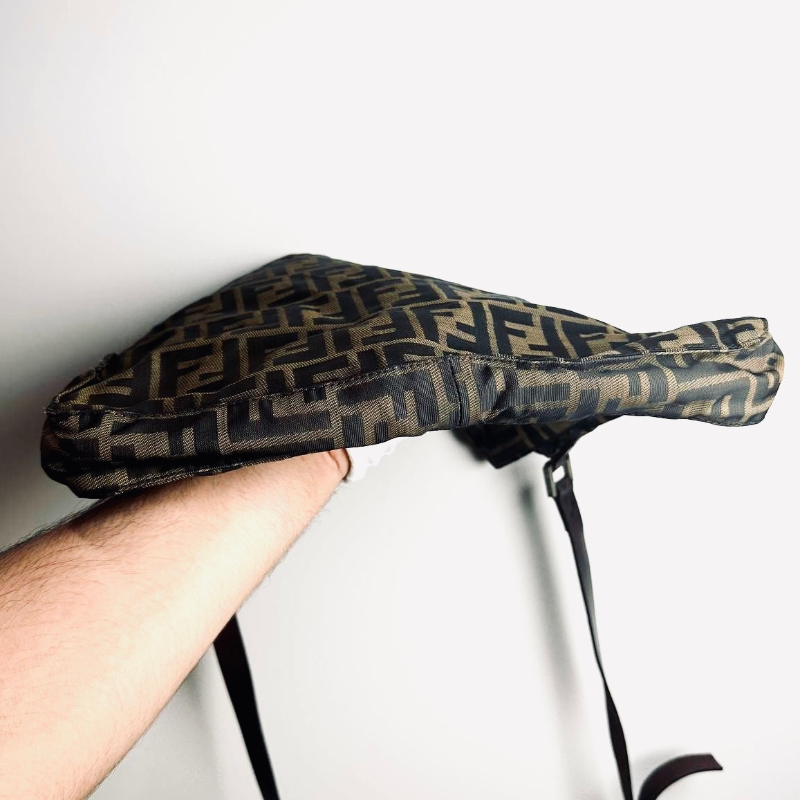 Fendi Brown FF Zucca Monogram Logo Full Flap Shoulder Sling Bag