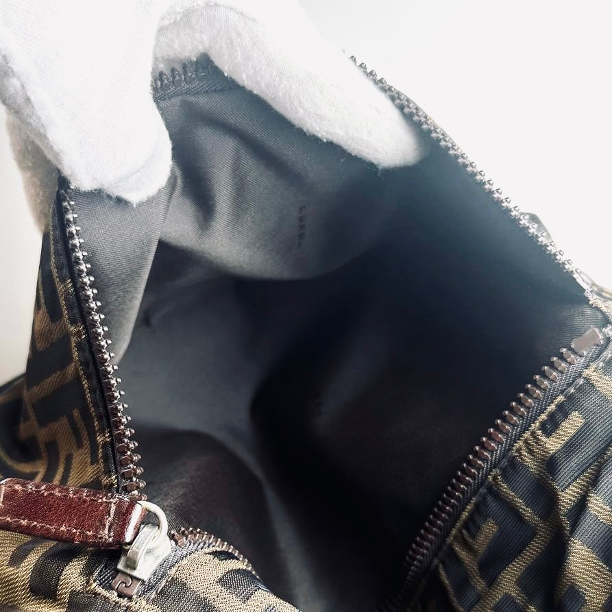 Fendi Brown FF Zucca Monogram Logo Full Flap Shoulder Sling Bag