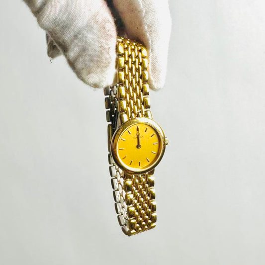 Omega De Ville Gold Dial Stainless Steel 22MM Quartz Vintage Watch