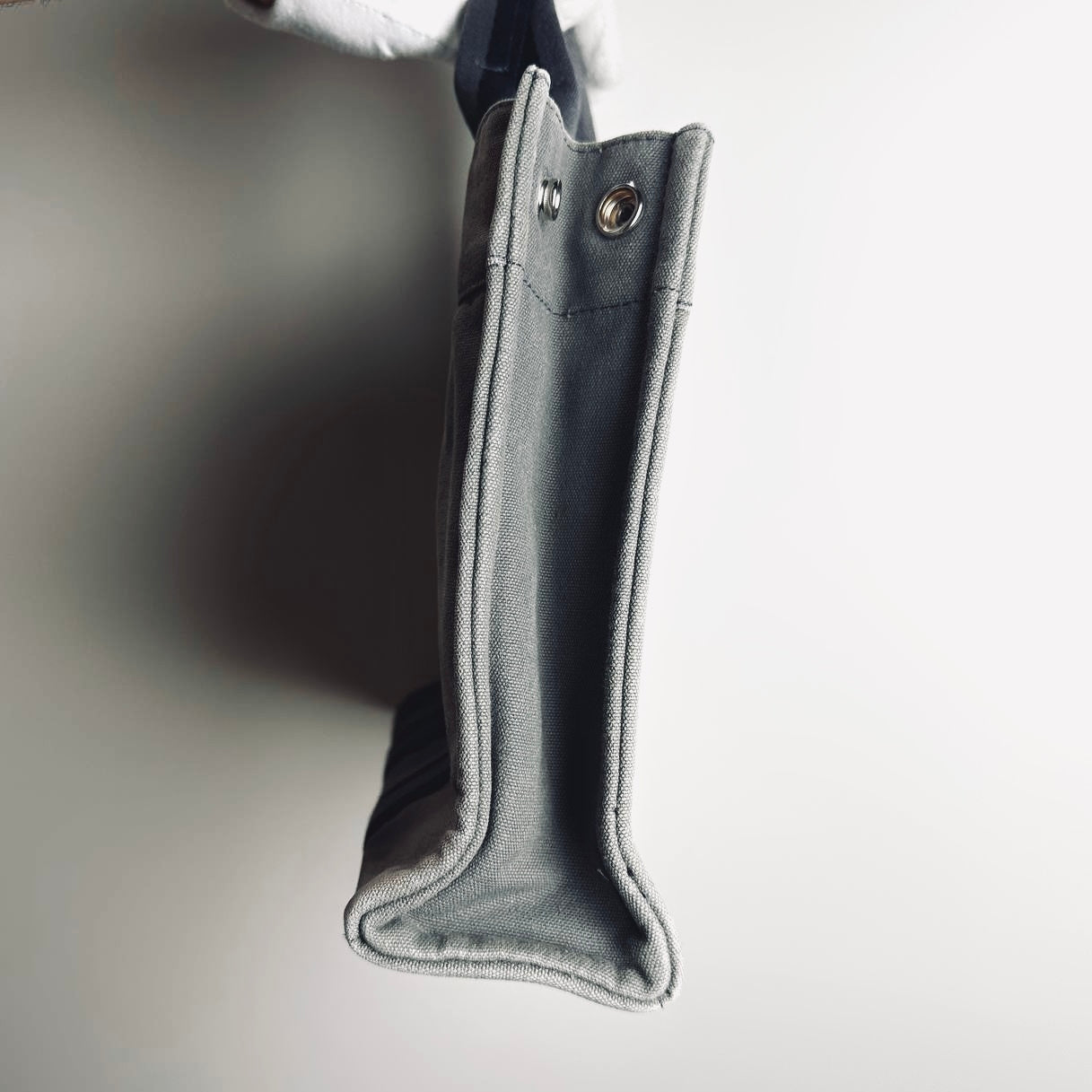 Hermes Herline Grey Fourre Fool Toile PM Structured Shopper Tote Bag