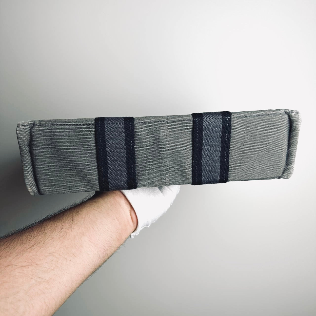 Hermes Herline Grey Fourre Fool Toile PM Structured Shopper Tote Bag