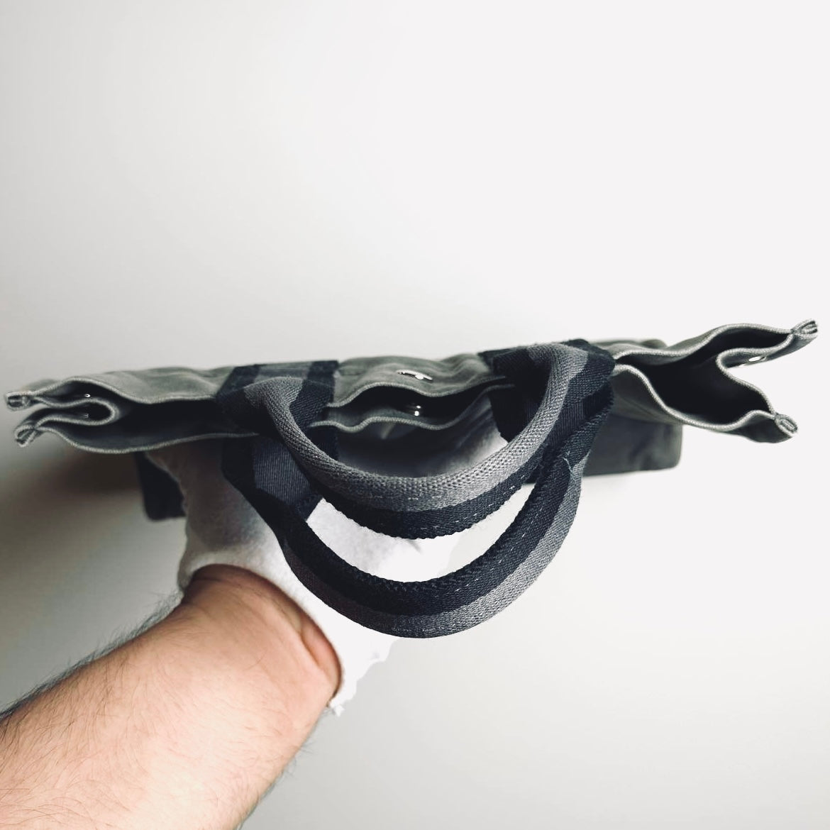 Hermes Herline Grey Fourre Fool Toile PM Structured Shopper Tote Bag