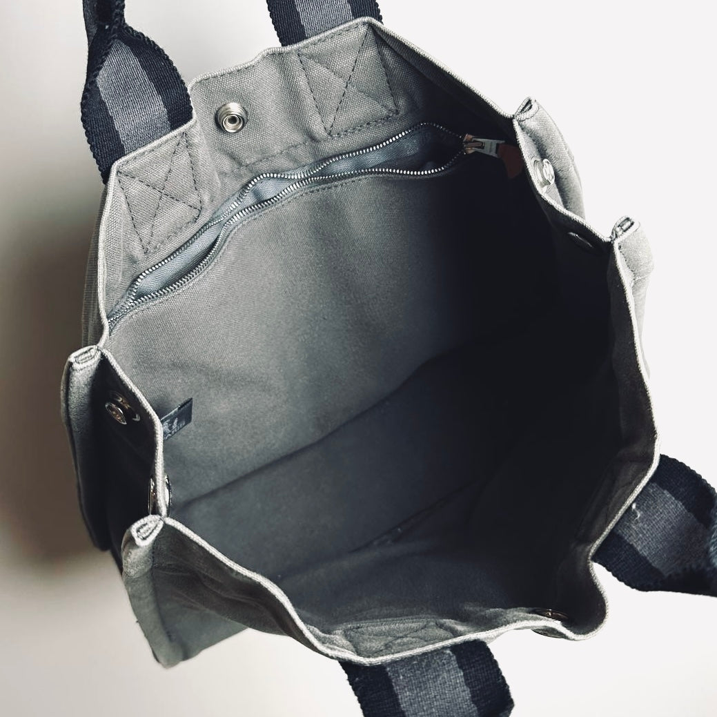 Hermes Herline Grey Fourre Fool Toile PM Structured Shopper Tote Bag