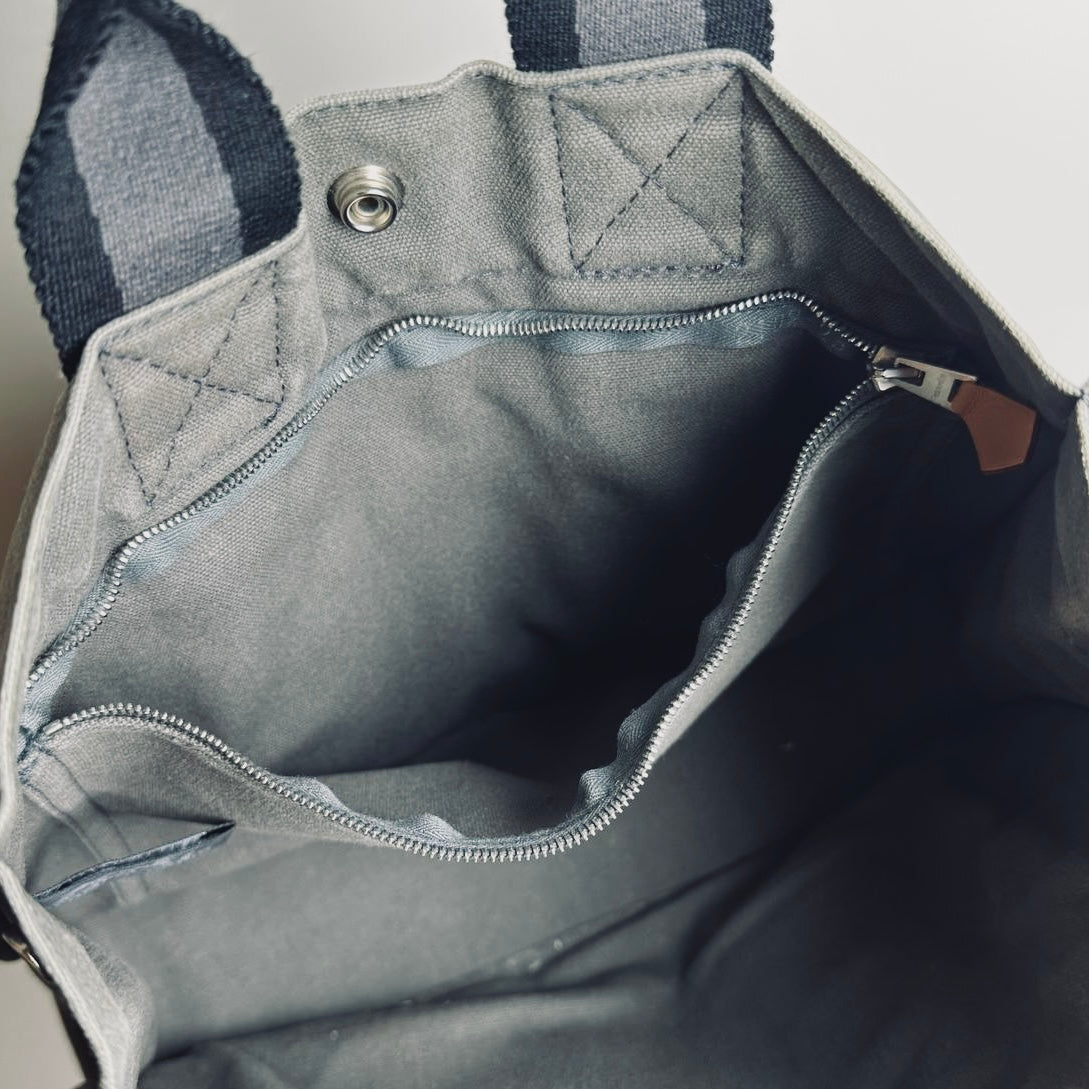 Hermes Herline Grey Fourre Fool Toile PM Structured Shopper Tote Bag