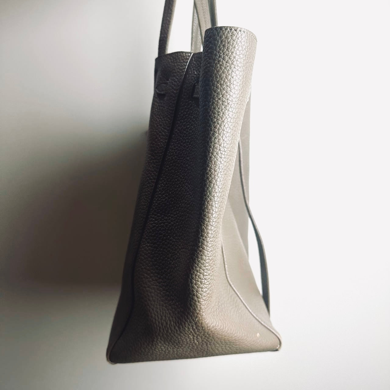 Celine Taupe GHW Cabas Phantom Medium Monogram Logo Shopping Shoulder Tote Bag Soft Grained Calfskin