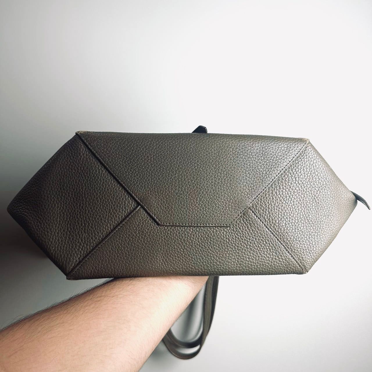 Celine Taupe GHW Cabas Phantom Medium Monogram Logo Shopping Shoulder Tote Bag Soft Grained Calfskin