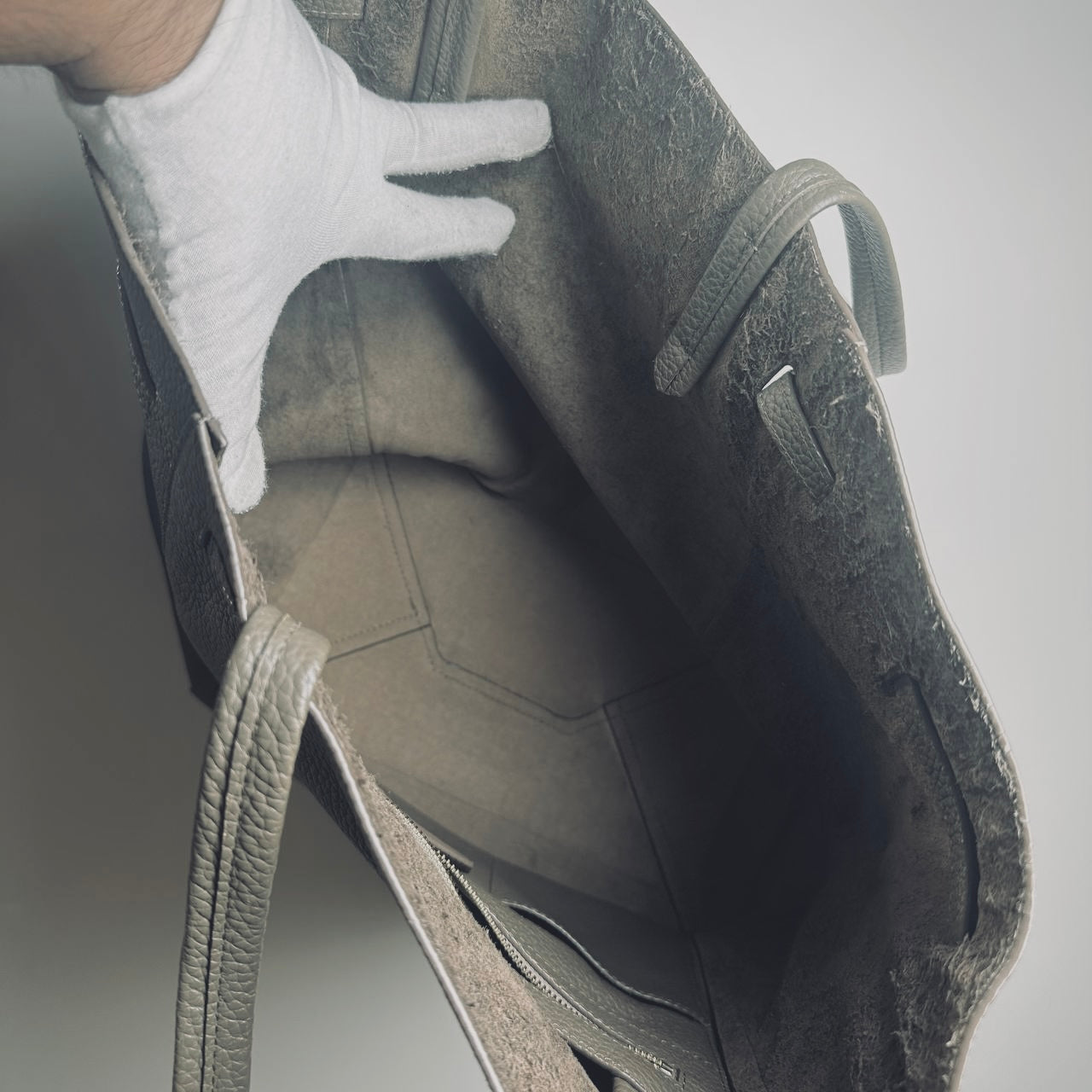 Celine Taupe GHW Cabas Phantom Medium Monogram Logo Shopping Shoulder Tote Bag Soft Grained Calfskin