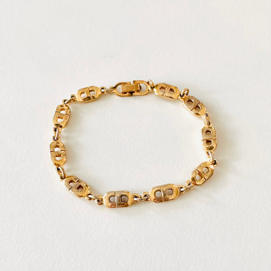 Christian Dior CD Gold All Over Monogram Logo Bracelet