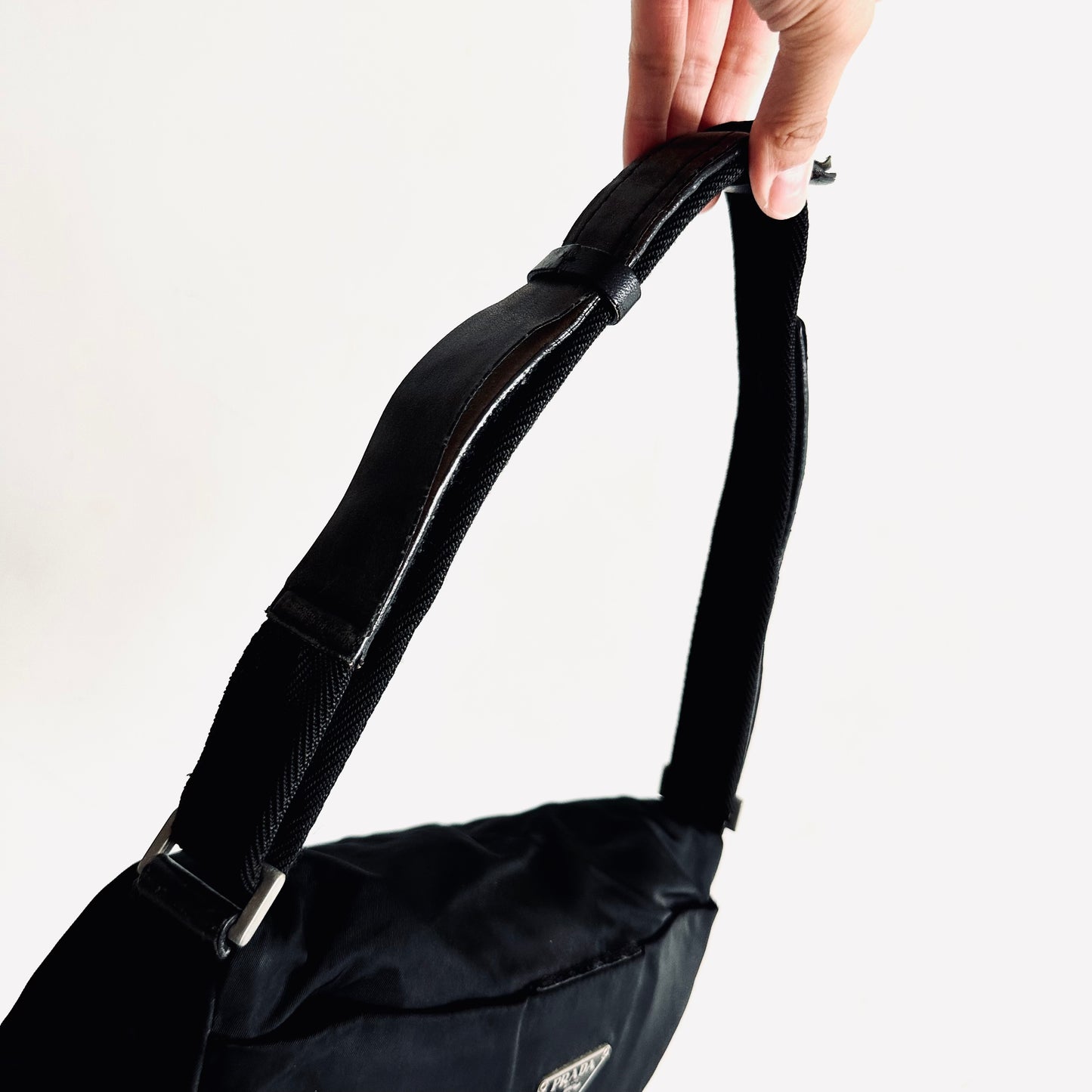 Prada Black  Tessuto Classic Logo Nylon Flap Shoulder Sling Bag