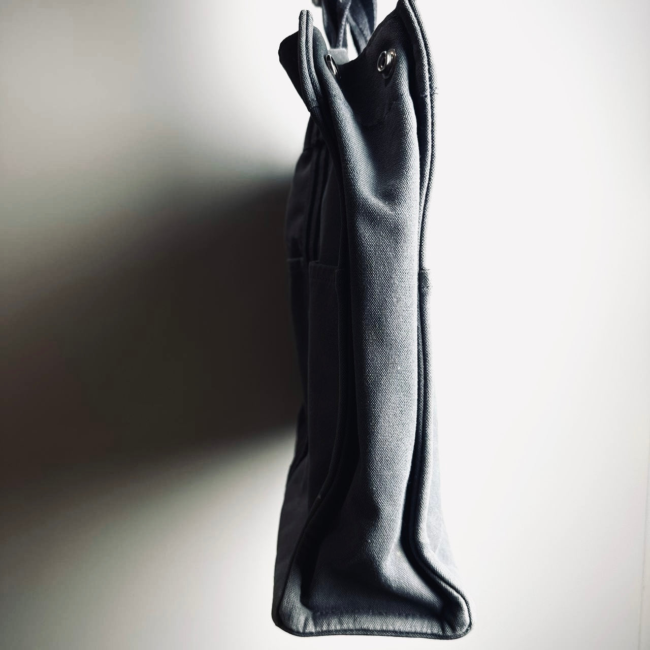 Hermes Dark Grey Herline Fourre Fool Toile MM Structured Shopper Tote Bag