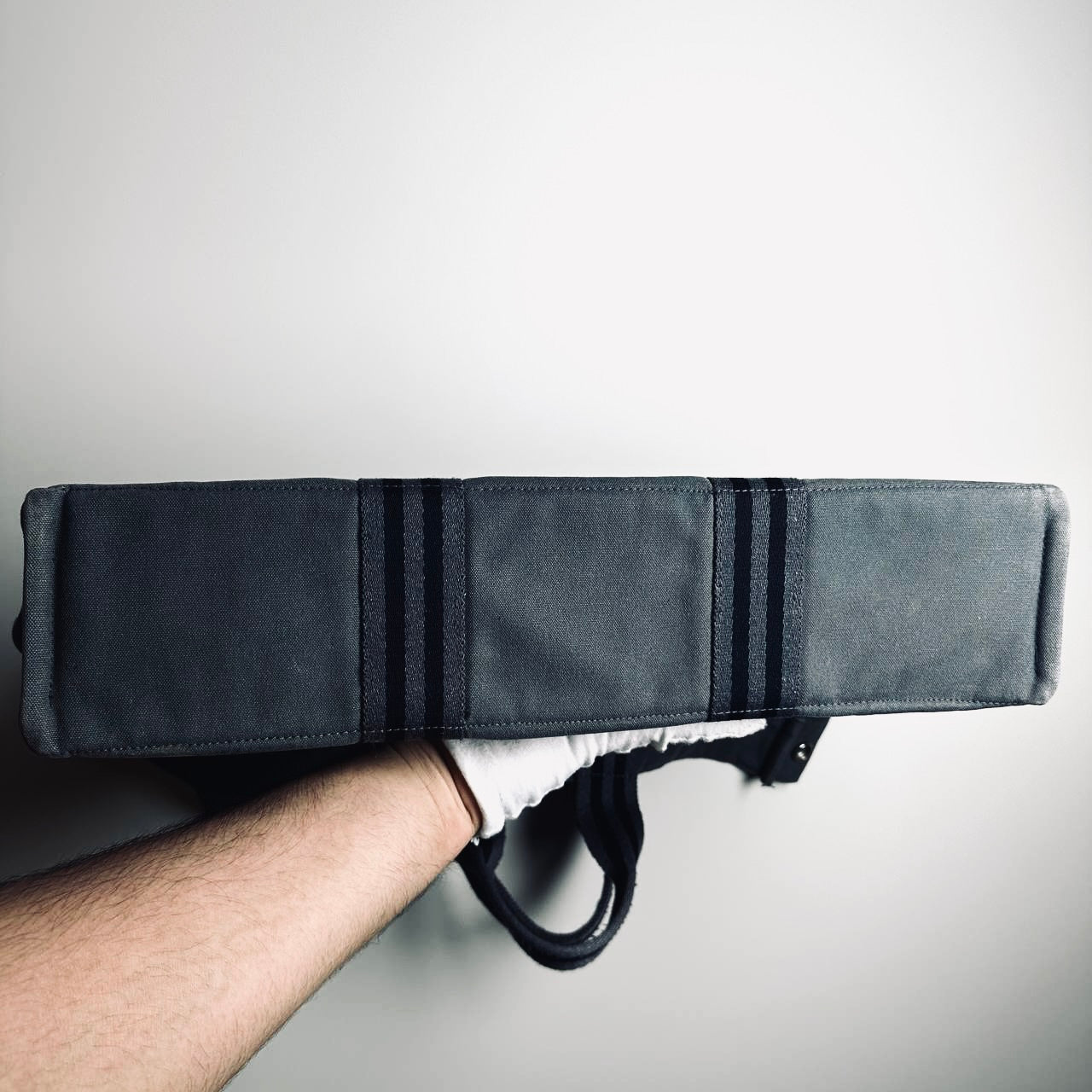 Hermes Dark Grey Herline Fourre Fool Toile MM Structured Shopper Tote Bag