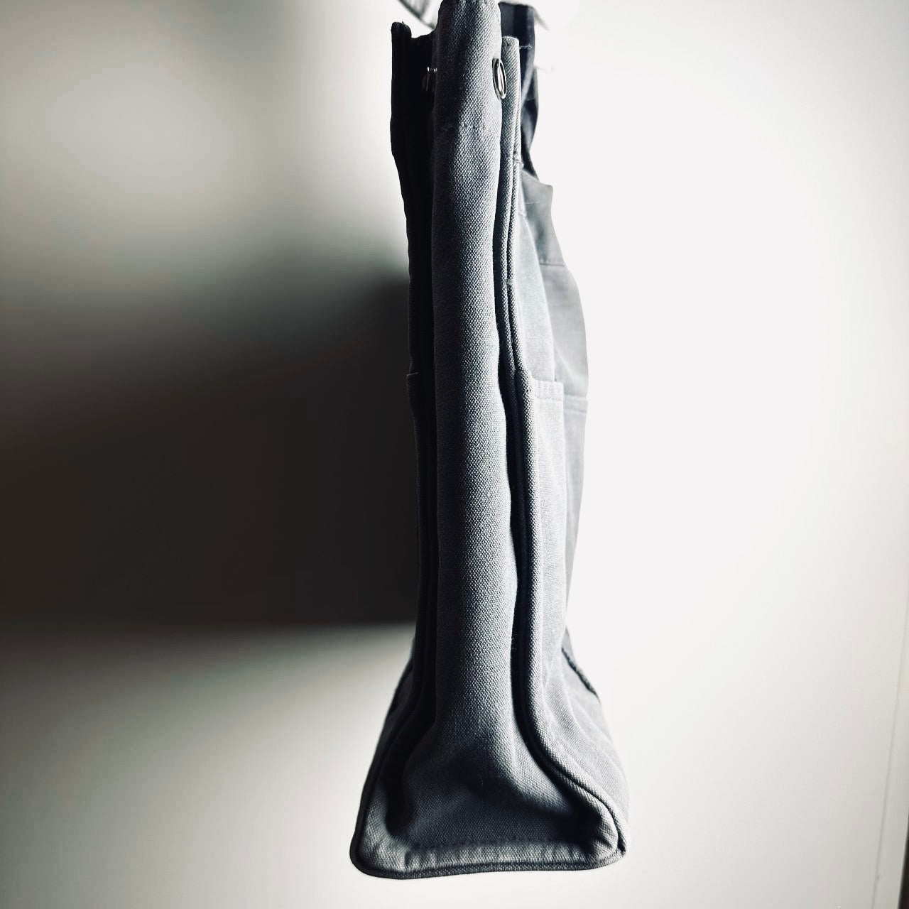 Hermes Dark Grey Herline Fourre Fool Toile MM Structured Shopper Tote Bag