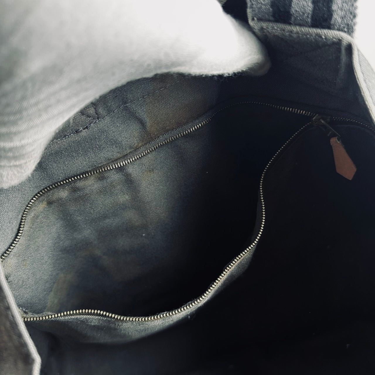 Hermes Dark Grey Herline Fourre Fool Toile MM Structured Shopper Tote Bag