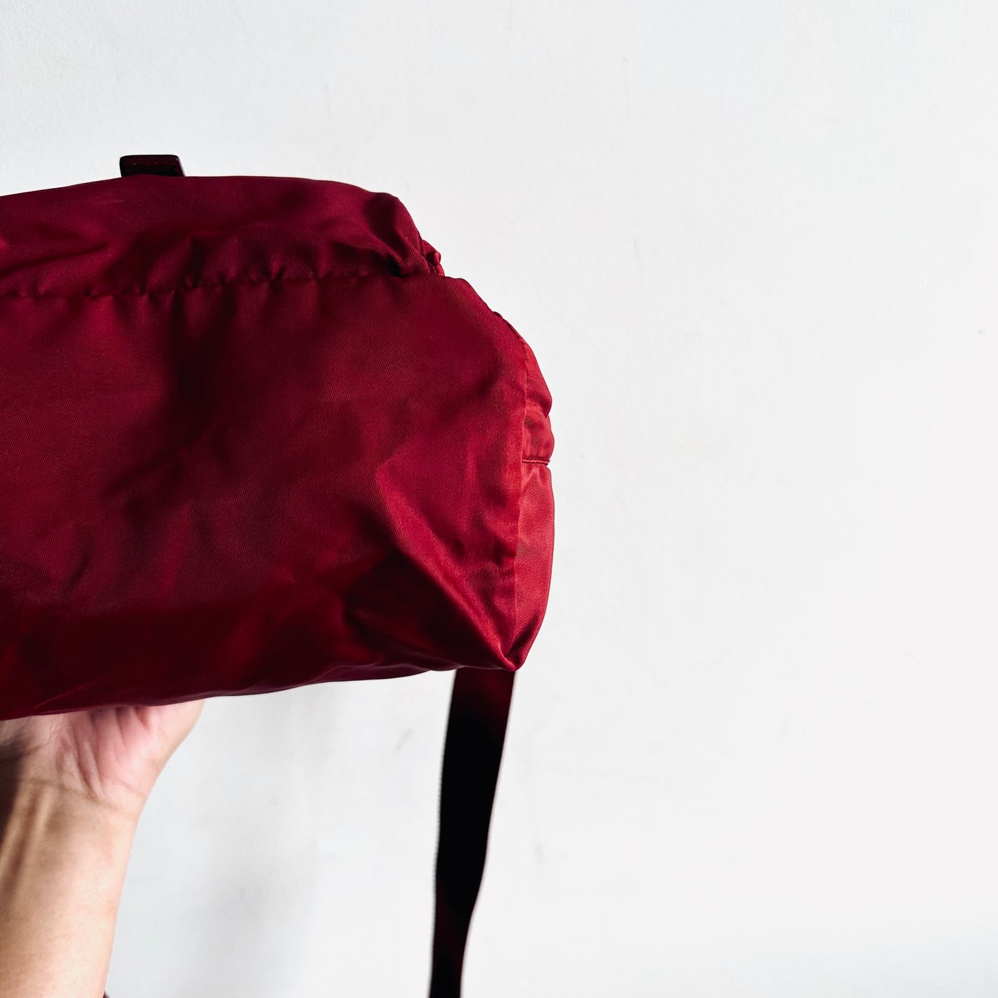 Prada Maroon Red Tessuto Classic Logo Nylon & Leather Flap Shoulder Sling Bag